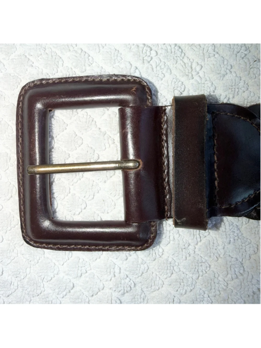 Vintage Women’s XS 100% Genuine Leather Wide Braided Belt Boho Hippie Hobo Brown